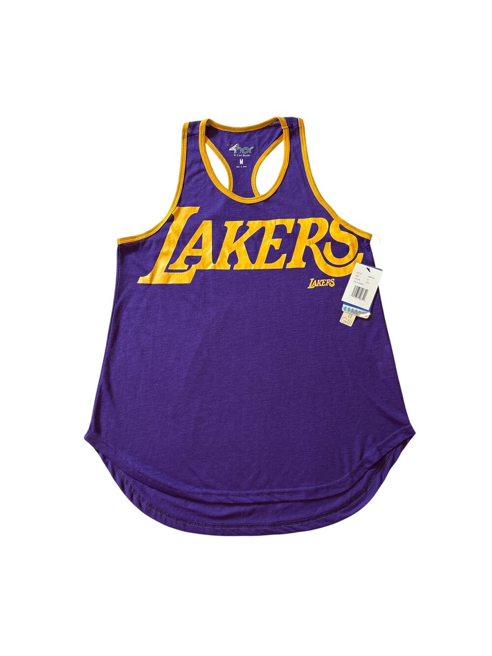 Los Angeles Lakers Tank Top Womens Medium Purple Yellow Racer Back Lightweight